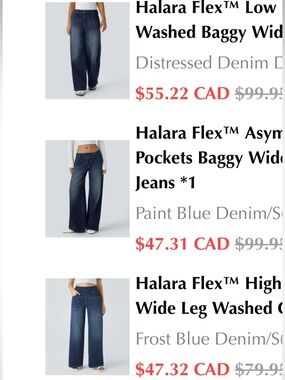 3 PAIRS of NWT HALARA Wide-Leg Jeans - Women size small petite
